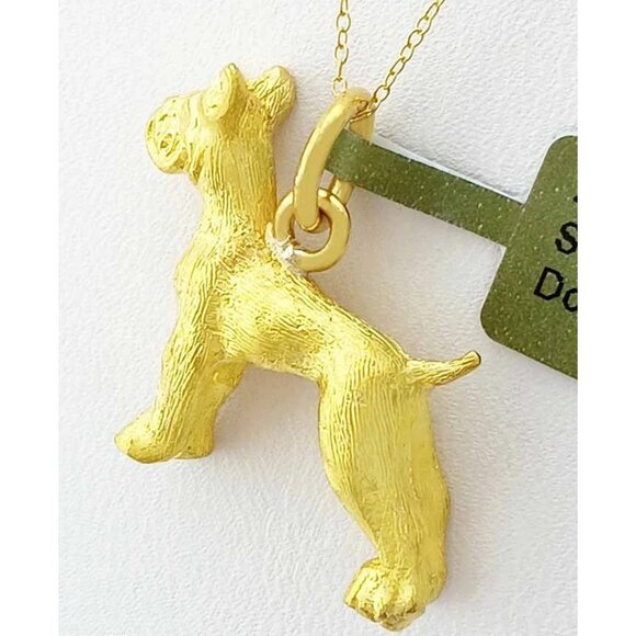 24k Yellow Solid Gold Dog Pendant - Picture 4 of 9